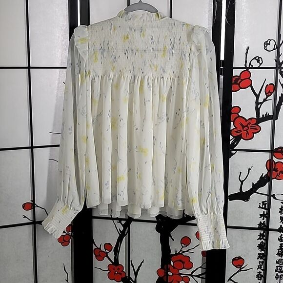 Aritzia Wilfred Castello Blouse Light Birch/Citron Medium - Picture 7 of 12